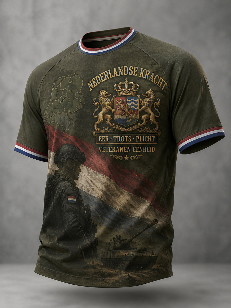 Heren met korte mouwen Raglan T-shirt met camouflage in militaire stijl
