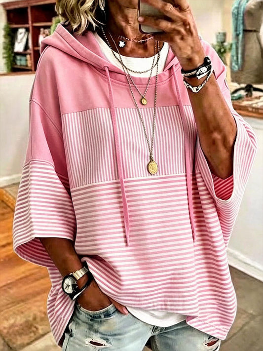 Hoodie met roze gestreepte print voor dames