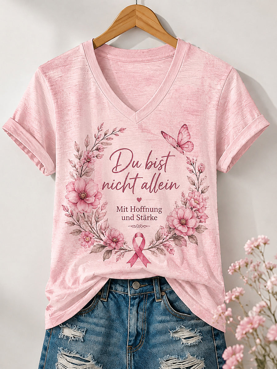 T-shirt met print ter bewustwording van borstkanker bij vrouwen