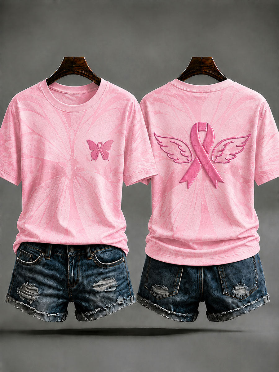 Dames-T-shirt met dierenprint ter preventie van borstkanker