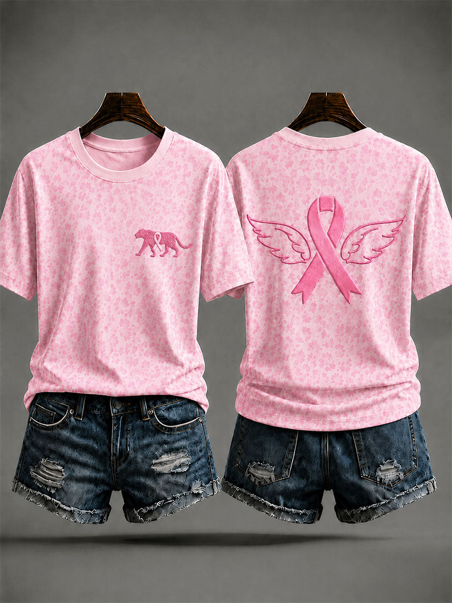 Dames-T-shirt met dierenprint ter preventie van borstkanker