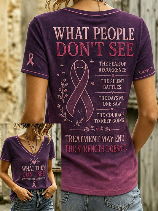 Vrouwen T-shirt met grafische print ter bewustwording van borstkanker, casual stijl