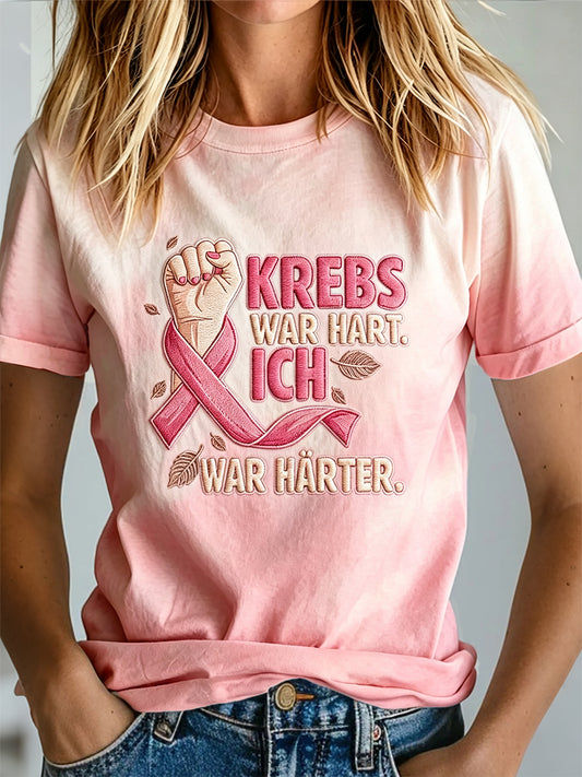 T-shirt met print ter bewustwording van borstkanker bij vrouwen