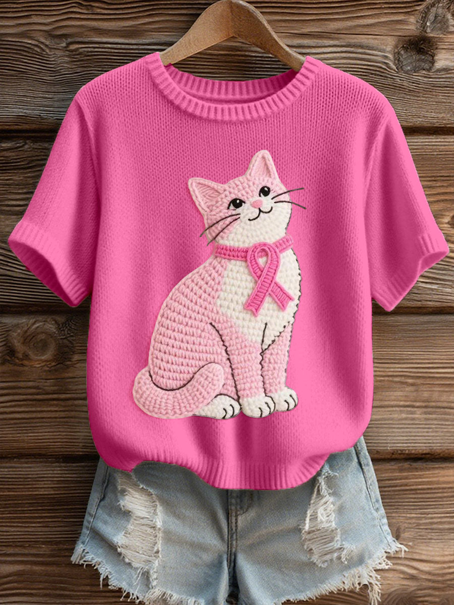 Dames mooie kat gehaakt patroon Gezellig gebreide top