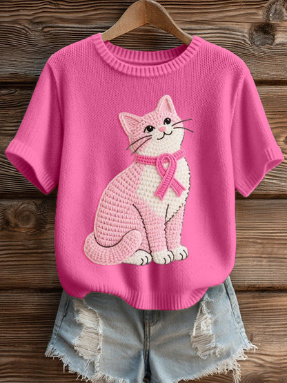 Dames mooie kat gehaakt patroon Gezellig gebreide top