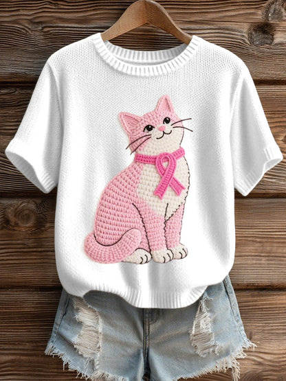 Dames mooie kat gehaakt patroon Gezellig gebreide top
