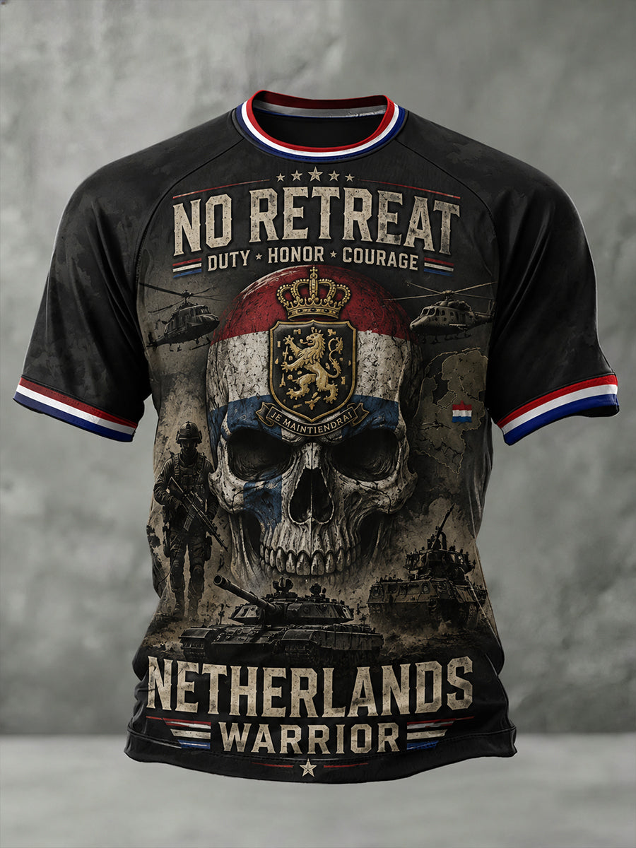 Heren-T-shirt met raglanmouwen en grafische print in militaire stijl