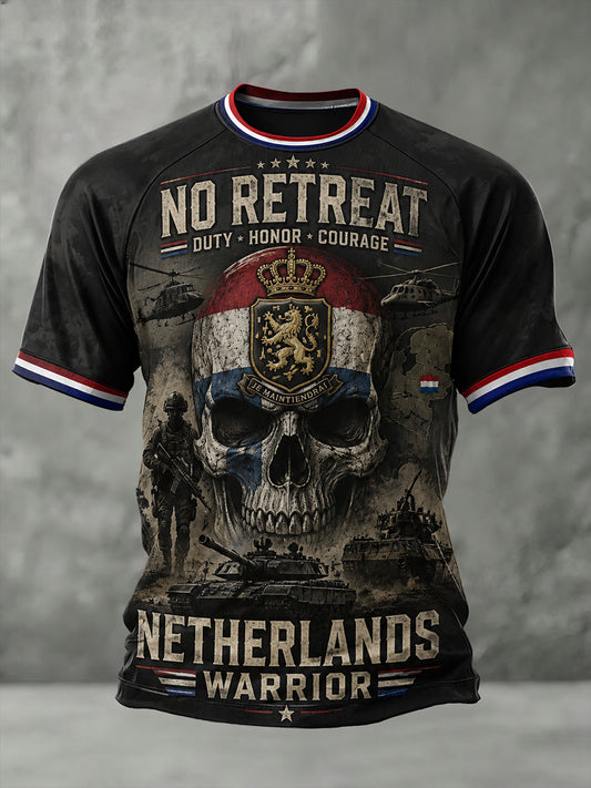 Heren-T-shirt met raglanmouwen en grafische print in militaire stijl