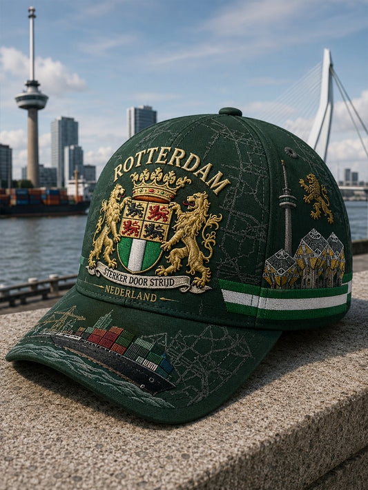 Herenpet met stadsontwerp en grafische print
