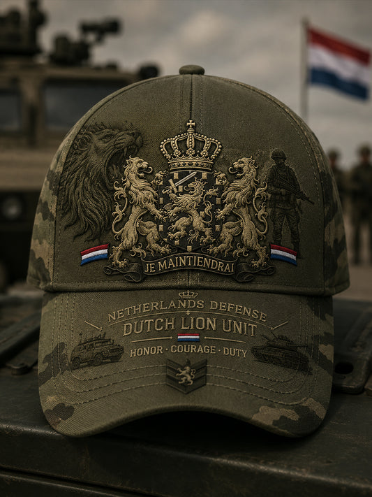 Herenhathoed in vintagestijl met militair geïnspireerde print