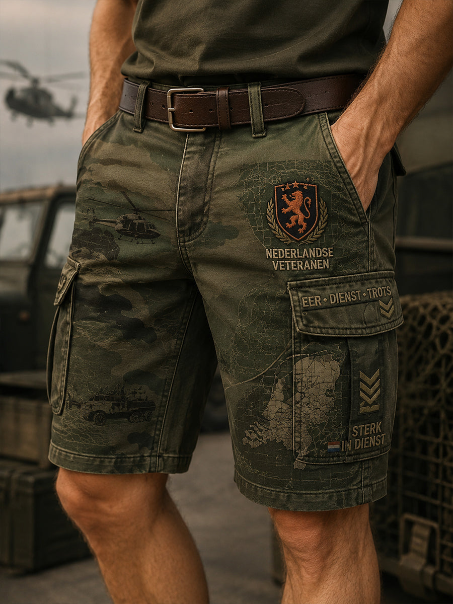 Korte vrachtbroeken met militaire print voor heren