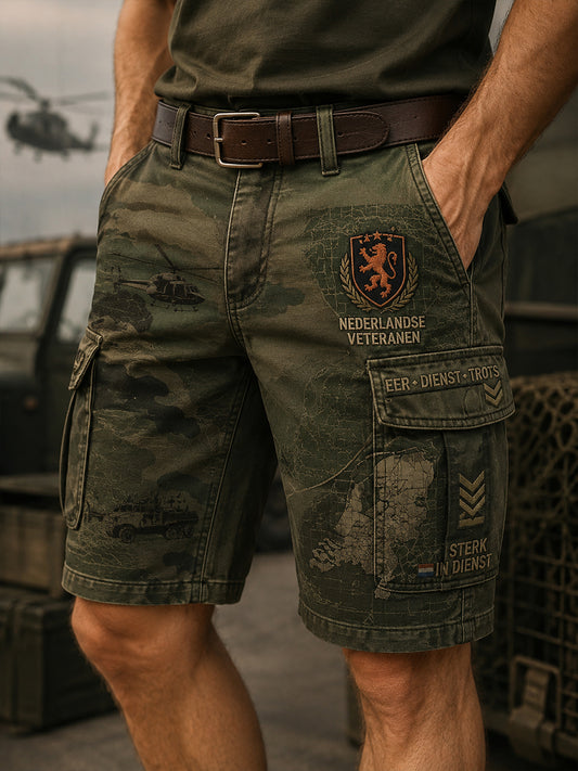 Korte vrachtbroeken met militaire print voor heren