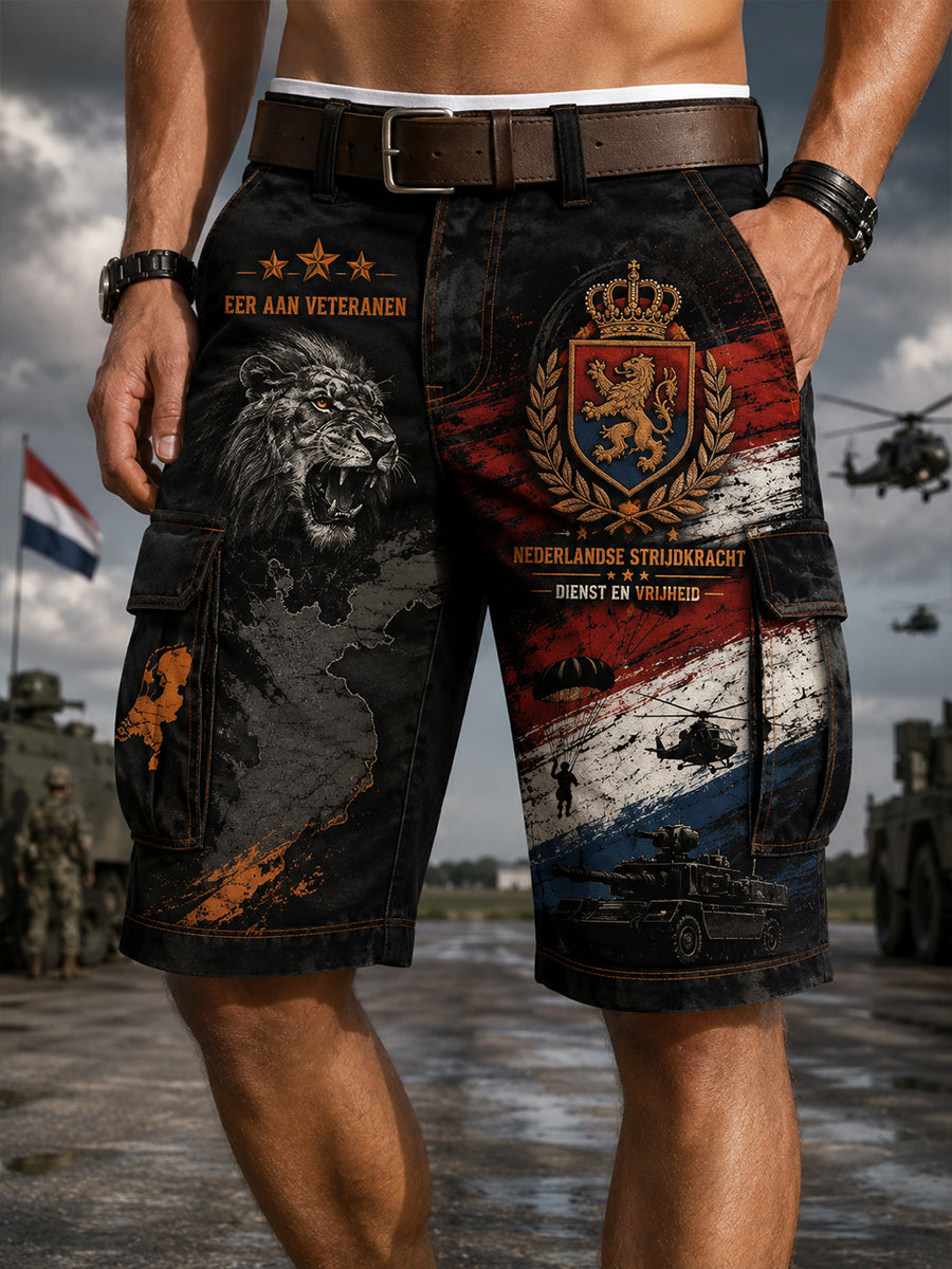 Gesneden cargobroek voor heren met militair motief
