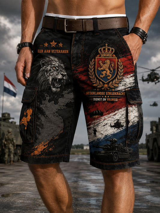 Gesneden cargobroek voor heren met militair motief