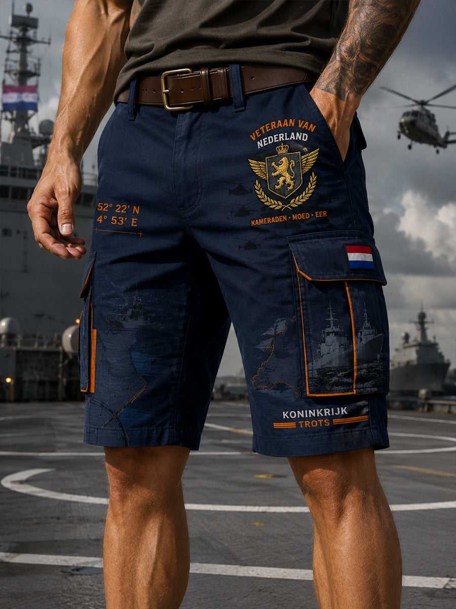 Gesneden cargobroek voor heren met militair motief