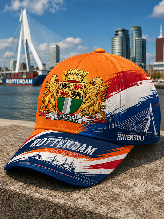 Herenpet met stads- en souvenirprint