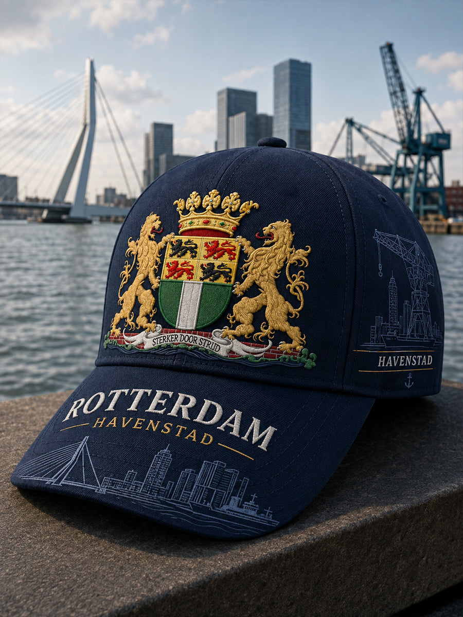 Herenpet met stads- en souvenirprint