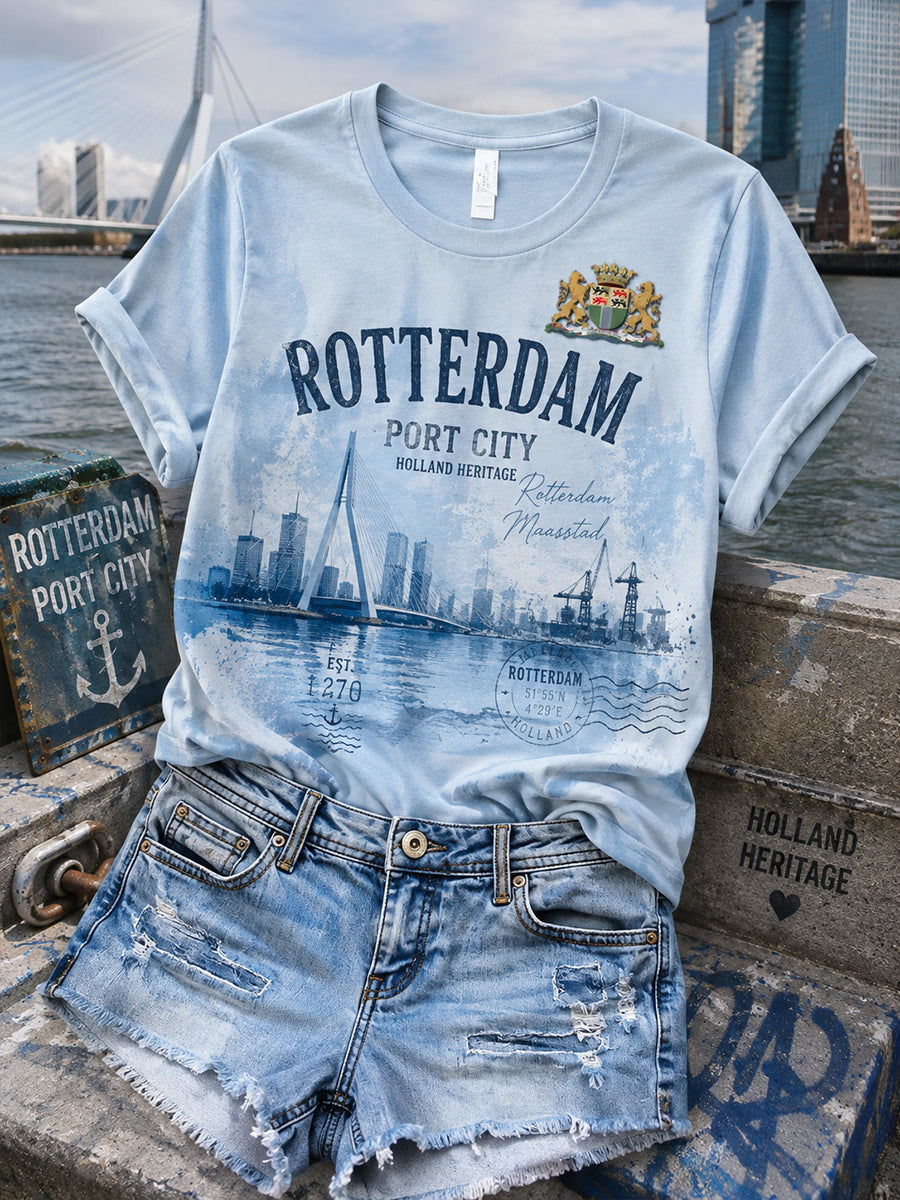 Dames T-shirt met korte mouwen en City Souvenir grafische print