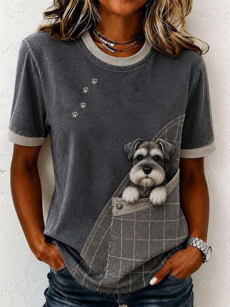 Dames mooie Schnauzer vilt Art T-shirt