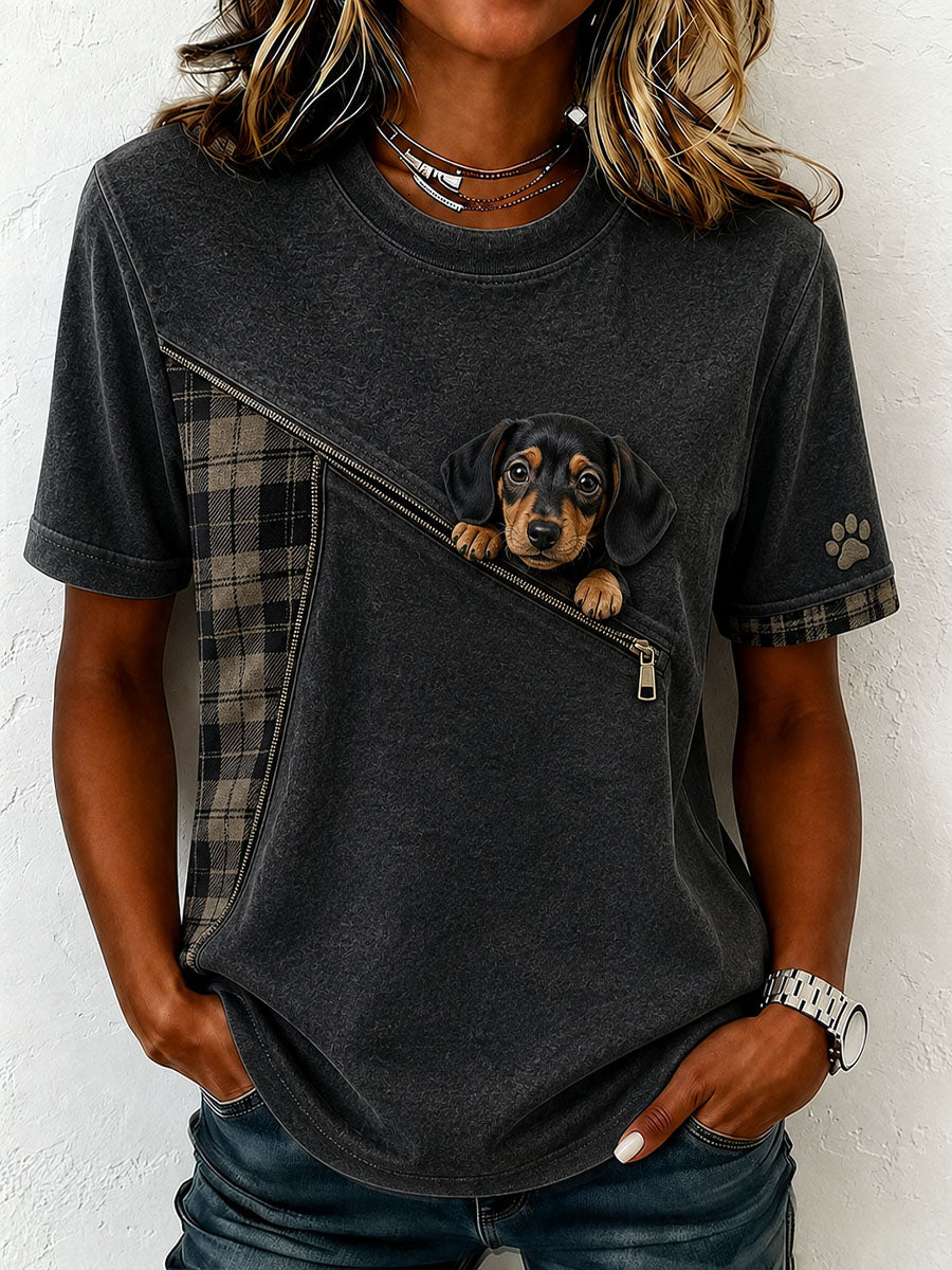 Dames mooie Teckel Vilt Art T-shirt