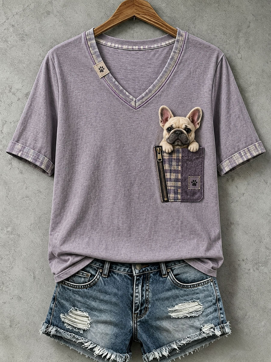 Damesmooi franse bulldog viltenkunst T-shirt