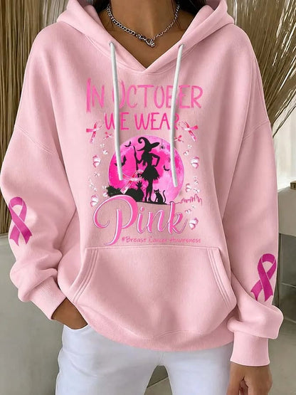 Dames in oktober dragen we roze hoodie