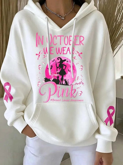 Dames in oktober dragen we roze hoodie