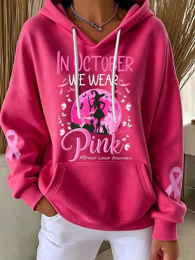 Dames in oktober dragen we roze hoodie