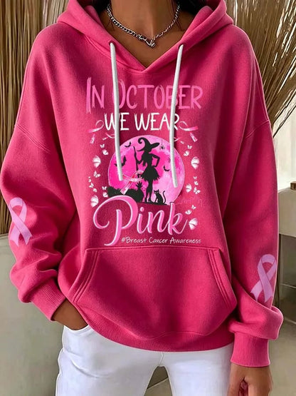 Dames in oktober dragen we roze hoodie