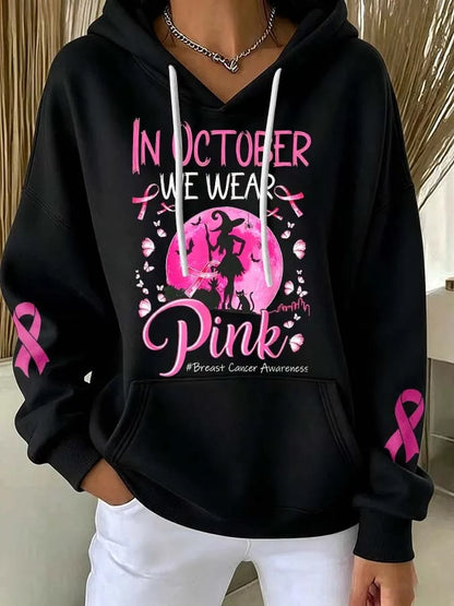 Dames in oktober dragen we roze hoodie