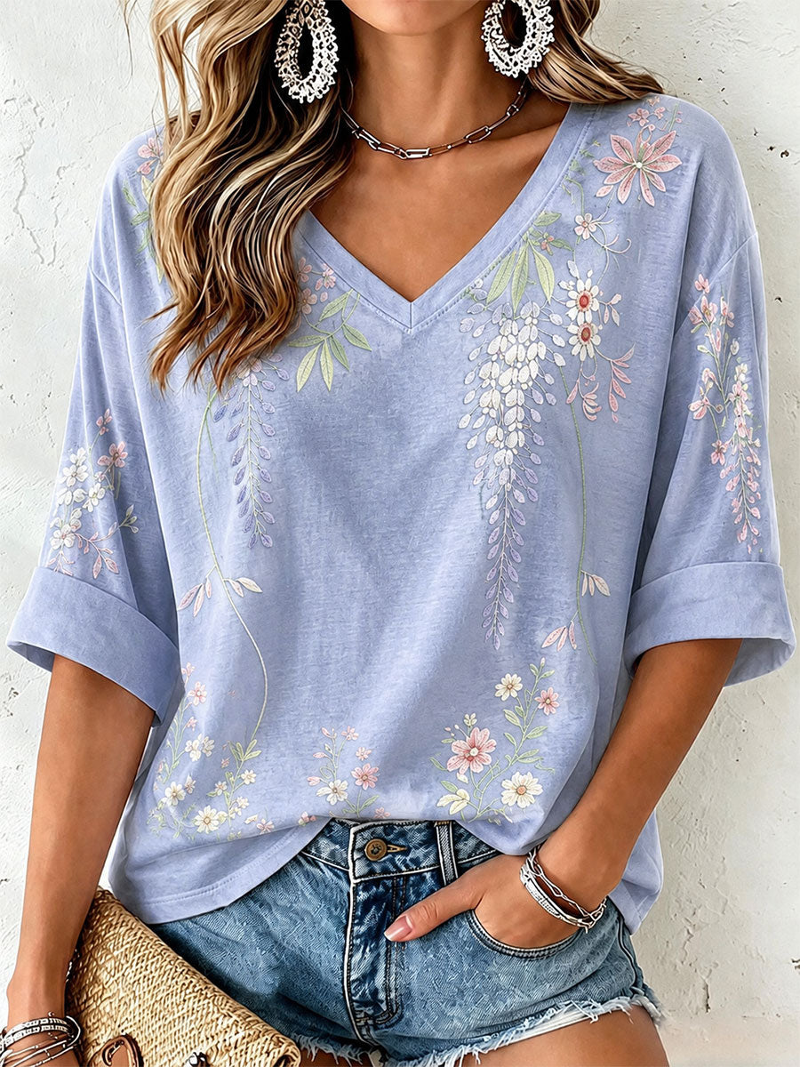 Dames-t-shirt met botanische print