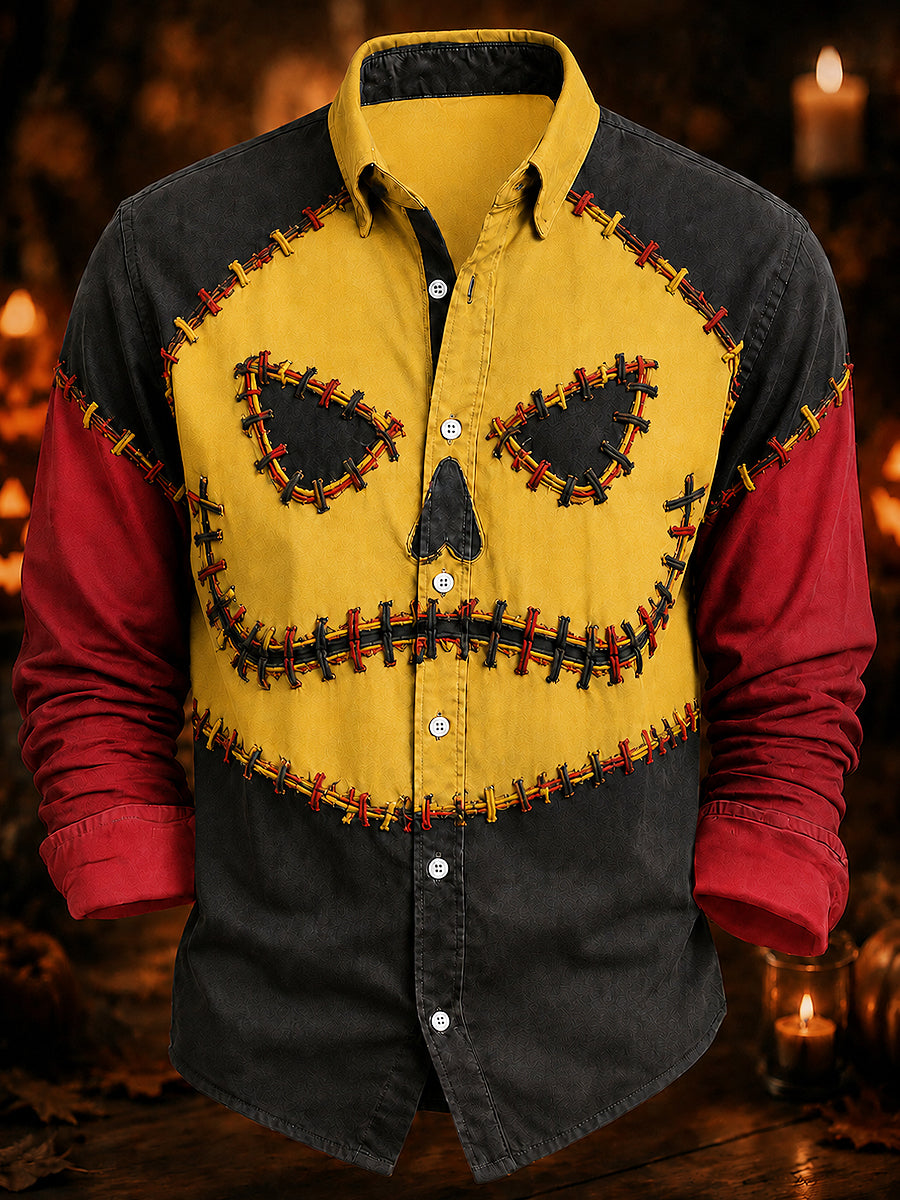 Heren België Halloween print casual shirt met lange mouwen