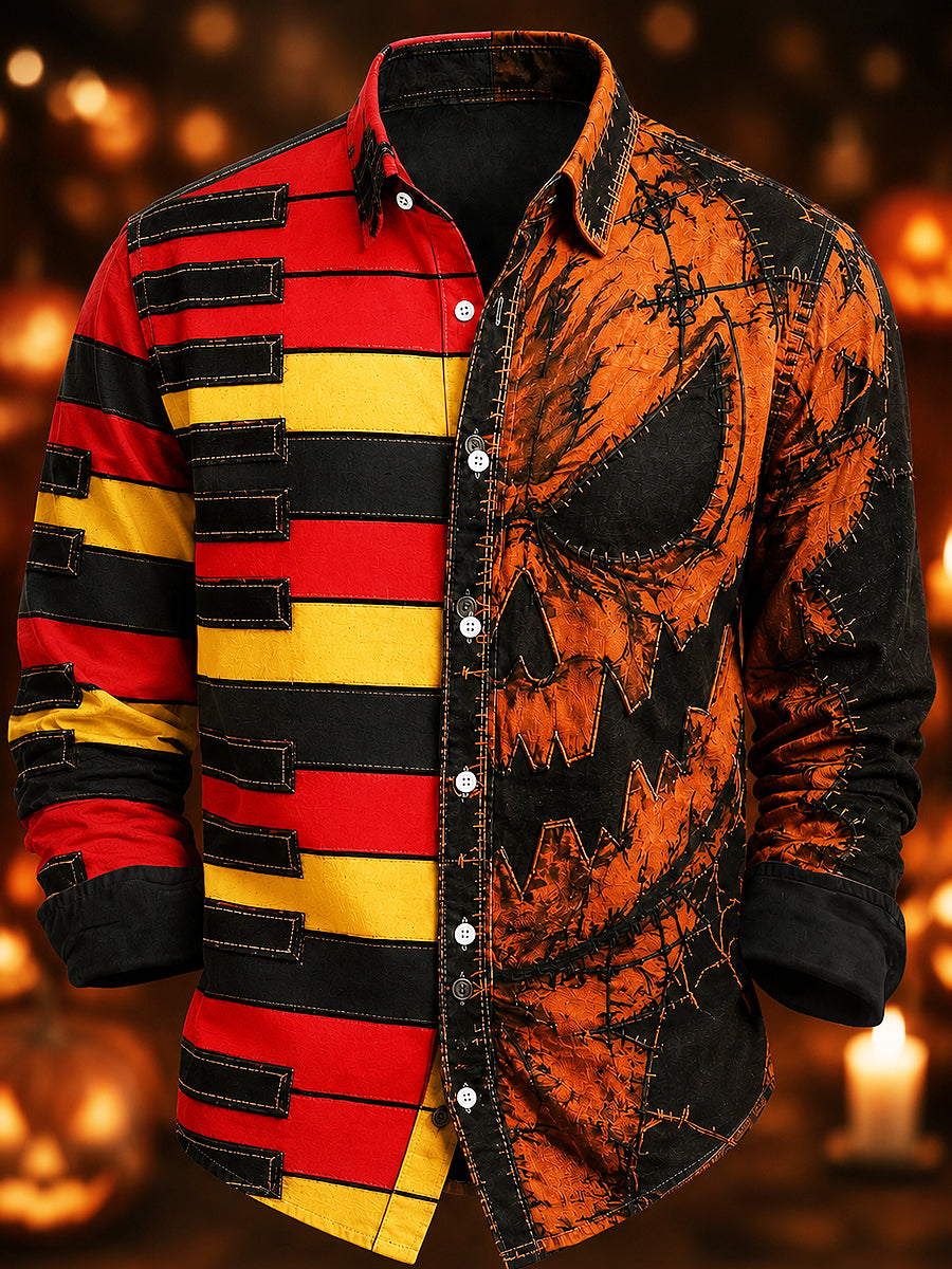 Heren België Halloween print casual shirt met lange mouwen