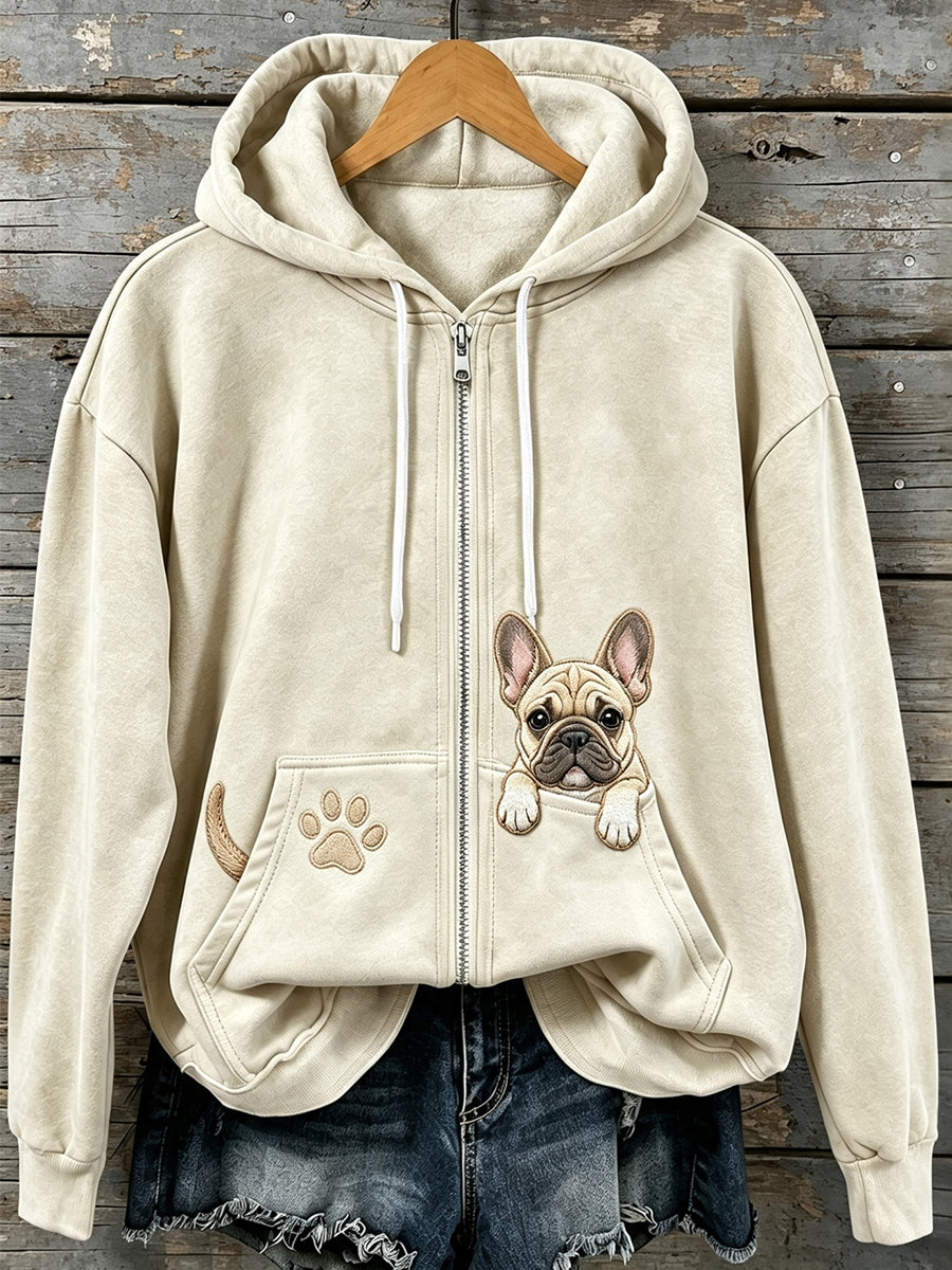 Schattige griezelige Franse Bulldog-print capuchon voor dames