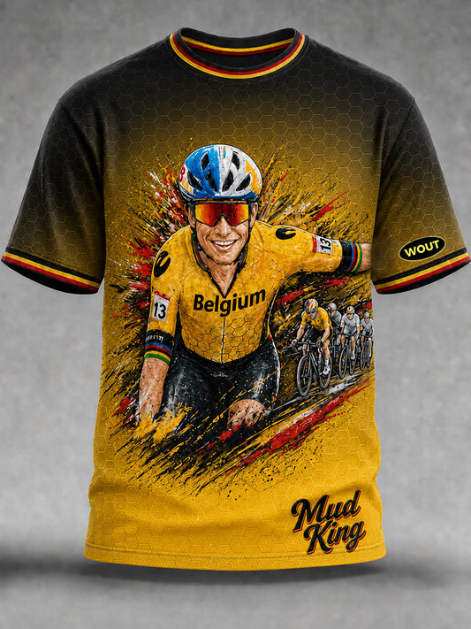 Heren T-shirt met modderkoning van België, bedrukt, vintage, modieus, ruimvallend, korte mouwen