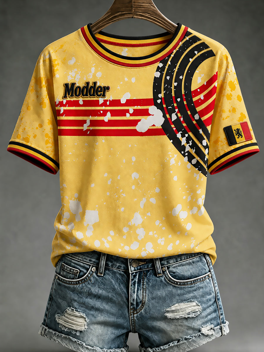 Dames België veldrijden bedrukt vintage mode ruimvallend T-shirt met korte mouwen
