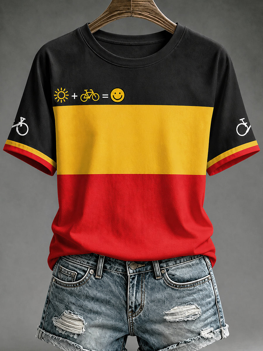 Dames België veldrijden bedrukt vintage mode ruimvallend T-shirt met korte mouwen