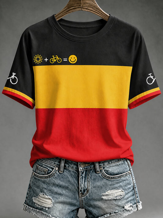 Dames België veldrijden bedrukt vintage mode ruimvallend T-shirt met korte mouwen