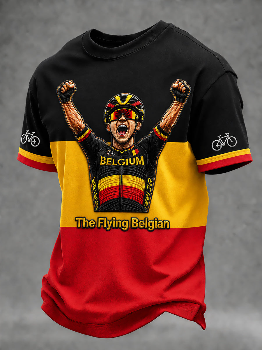 Heren T-shirt met modderkoning van België, bedrukt, vintage, modieus, ruimvallend, korte mouwen