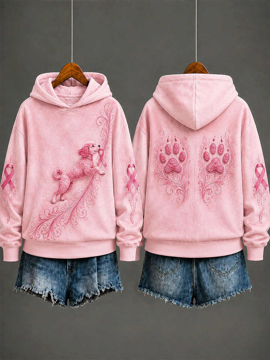 Dames hondenprint borstkankerpreventie regelmatig sweatshirt