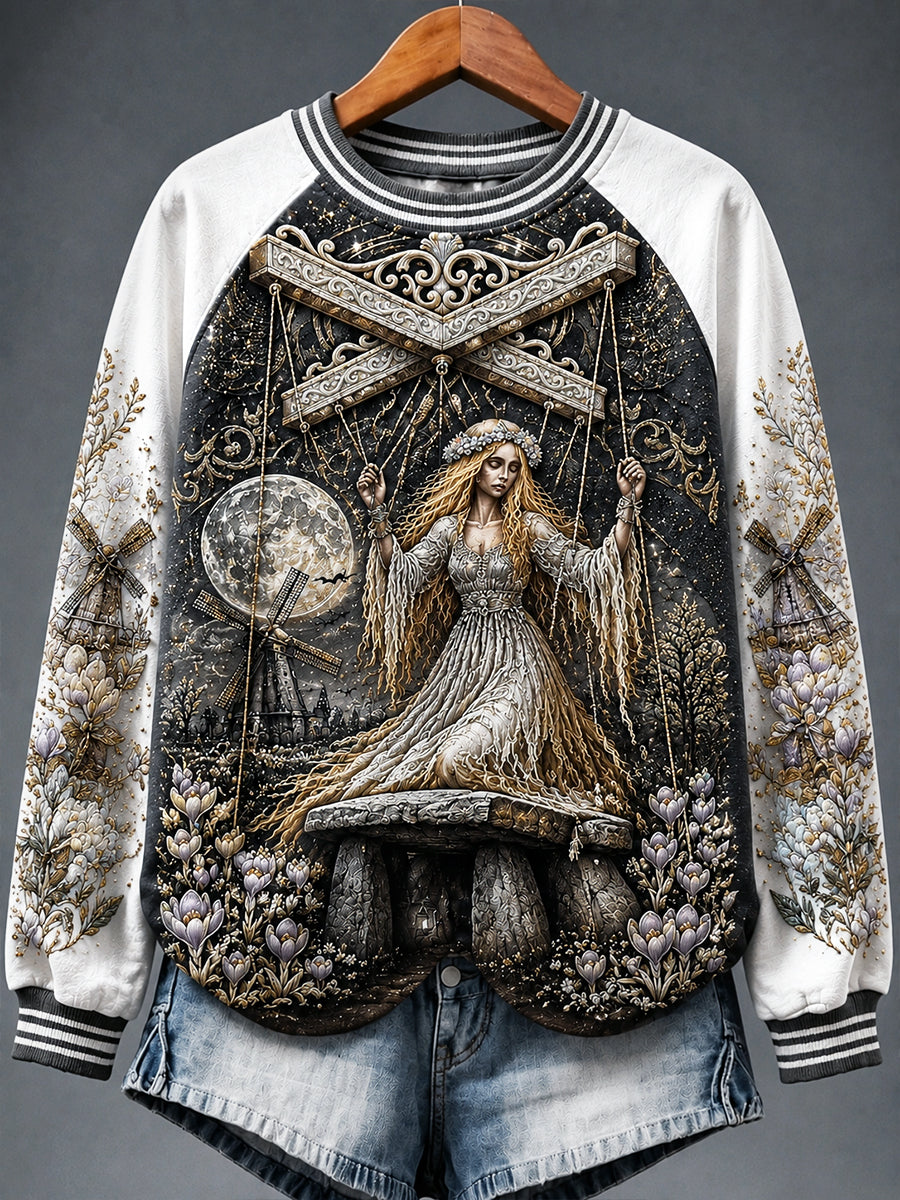 Nederlandse Halloween Ghost Patchwork Print Casual Sweatshirt
