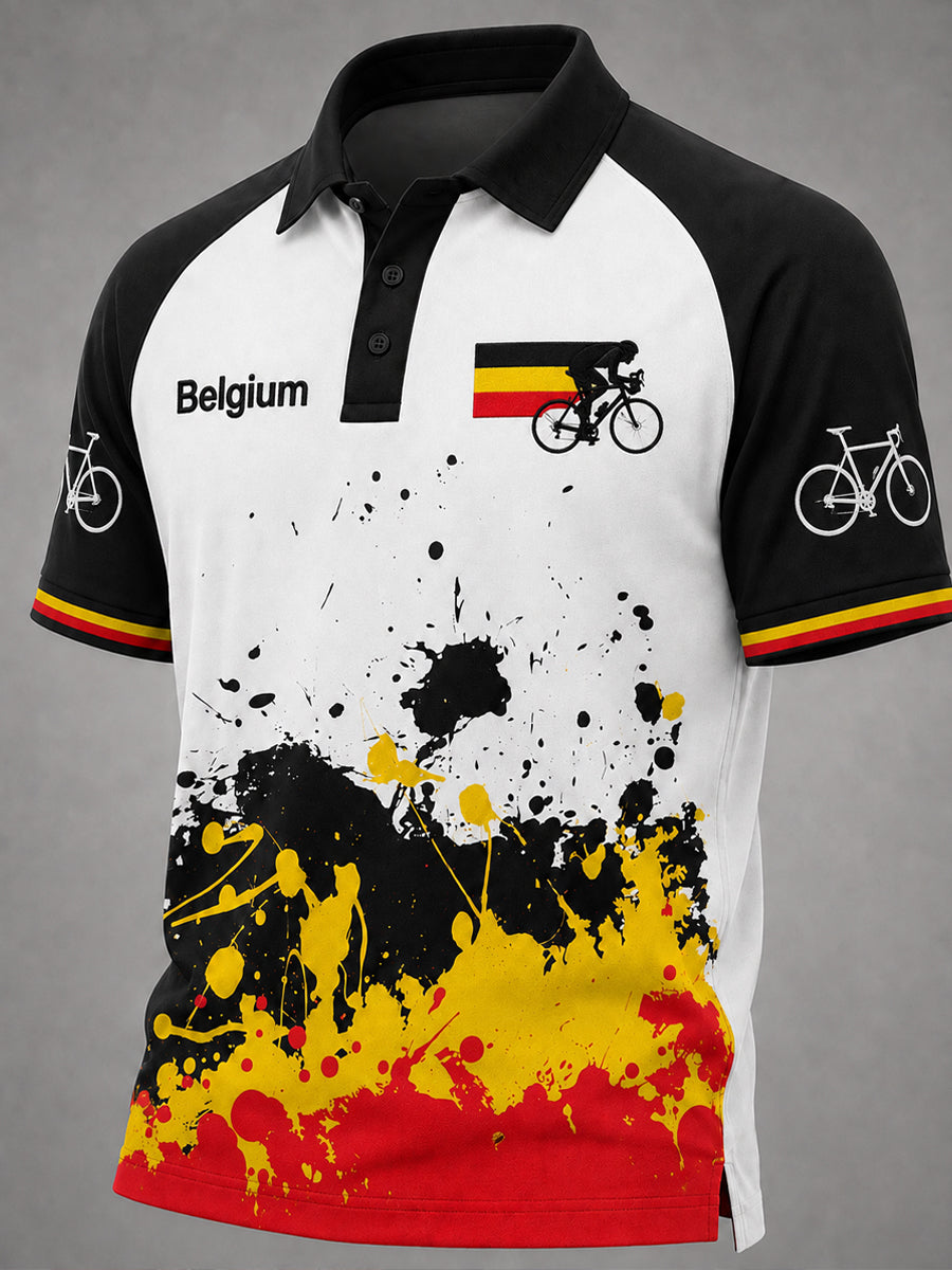 Heren Belgium Cyclocross Bedrukte Raglan Poloshirt