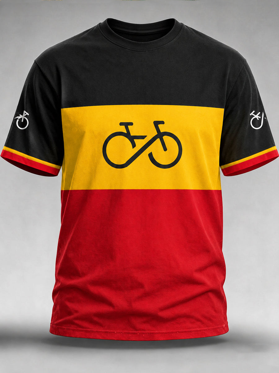 Heren T-shirt in Belgische cyclocrossstijl met print, vintage mode, ruimvallend en korte mouwen