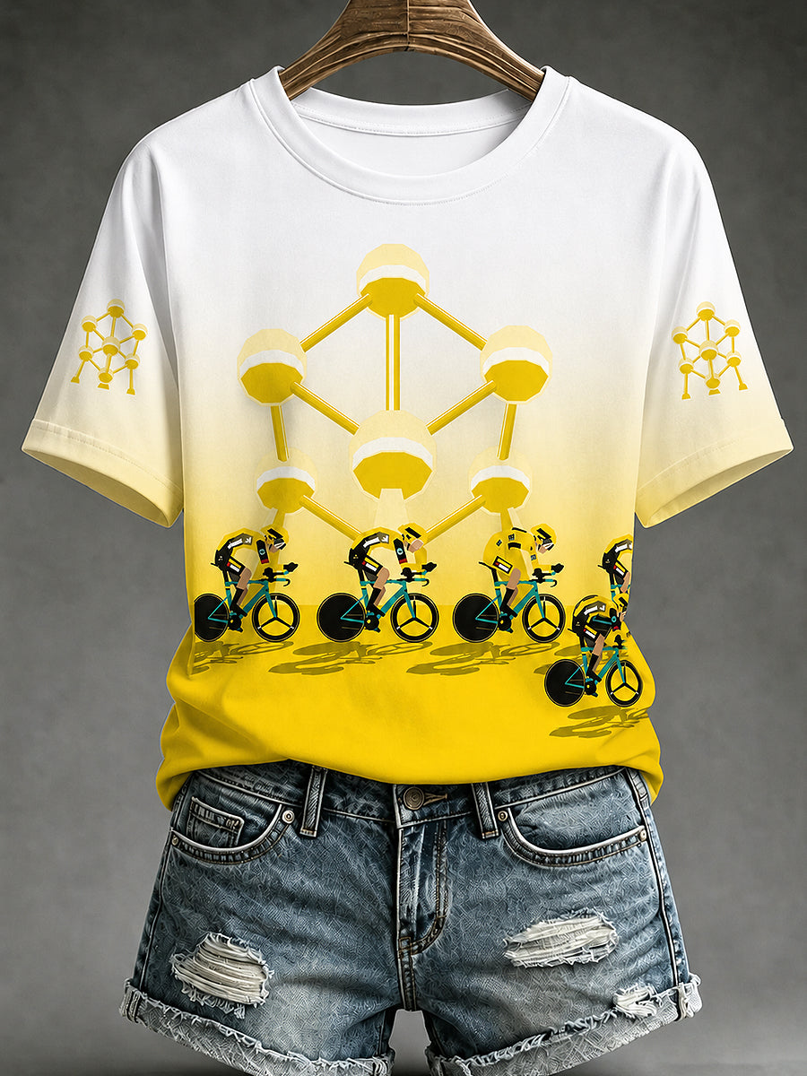 Dames België veldrijden bedrukt vintage mode ruimvallend T-shirt met korte mouwen