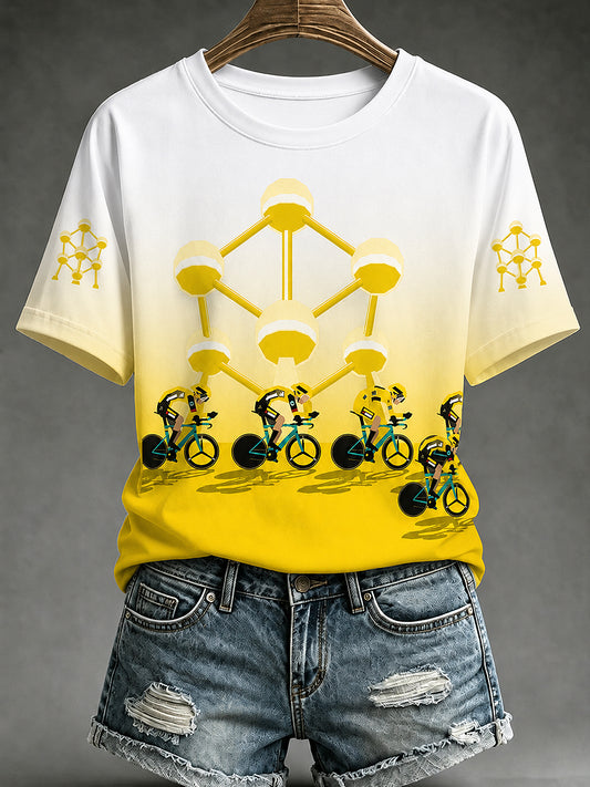 Dames België veldrijden bedrukt vintage mode ruimvallend T-shirt met korte mouwen