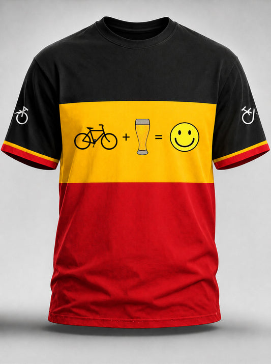 Heren T-shirt in Belgische cyclocrossstijl met print, vintage mode, ruimvallend en korte mouwen
