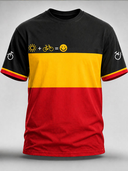 Heren T-shirt in Belgische cyclocrossstijl met print, vintage mode, ruimvallend en korte mouwen