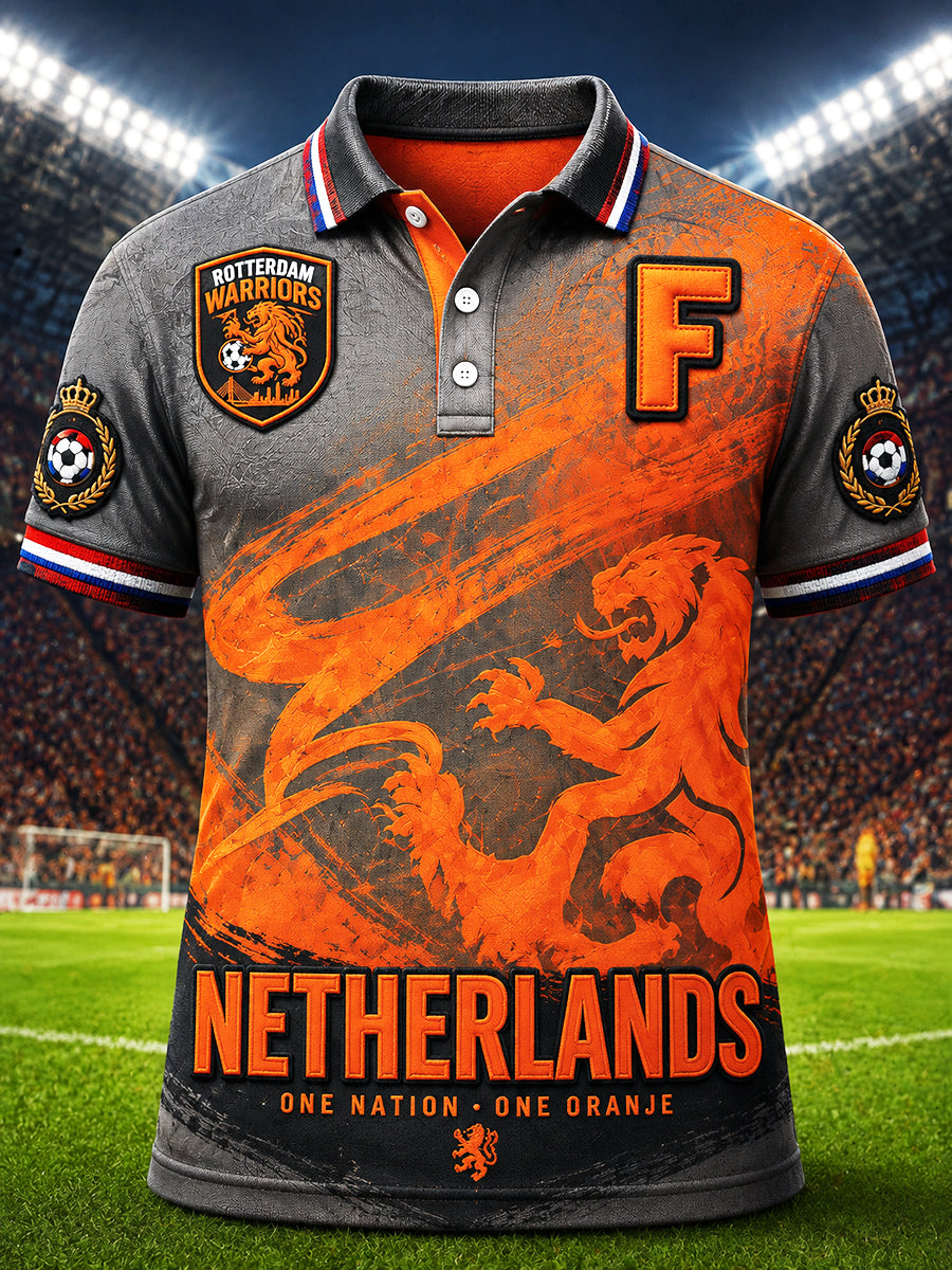 Grijs Feyenoord voetbalclub heren casual poloshirt met print