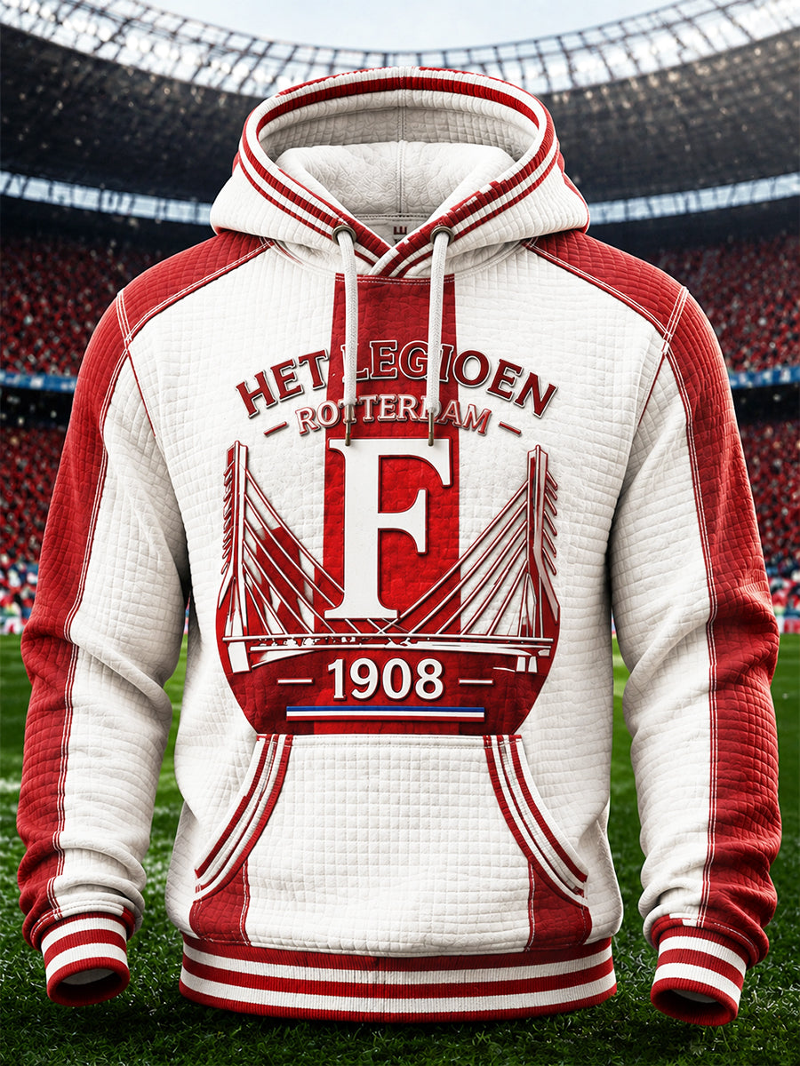 White Feyenoord Rotterdam Eredivisie bedrukt casual sweatshirt met capuchon voor heren