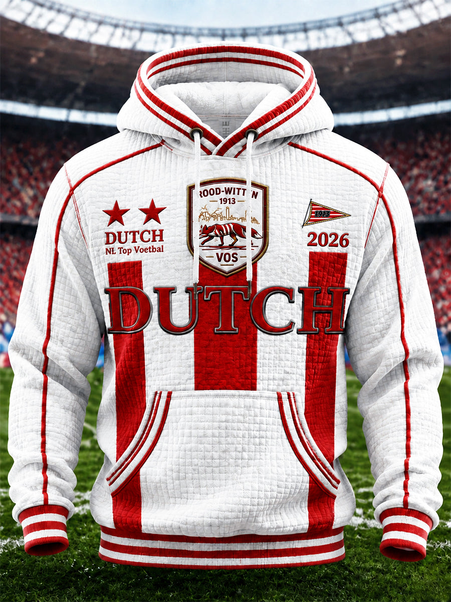 Wit heren-PsV Eindhoven Eredivisie-geprint casual sweatshirt met capuchon